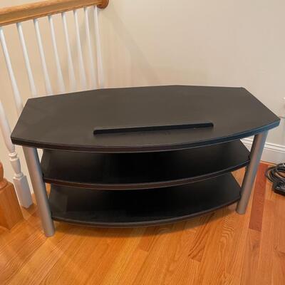 Black leather tv stand