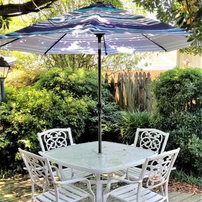 Lot #108  All Aluminum Patio Set with Umbrella