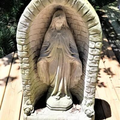 Lot #109  Solid Concrete Virgin Mary Yard Shrine