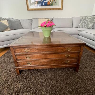 Antique map storage coffee table