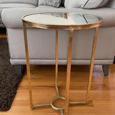 Gold and glass round accent table 
