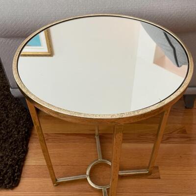 Gold and glass round accent table 