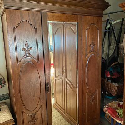 Vintage Mirrored Armoire Cabinet