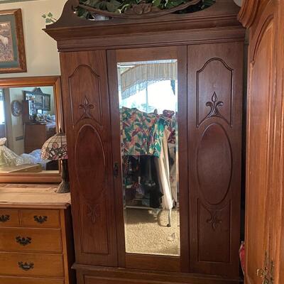 Vintage Mirrored Armoire Cabinet