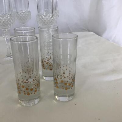 982-Set of Crystal Champagne Flutes, cocktail and shooter glasses