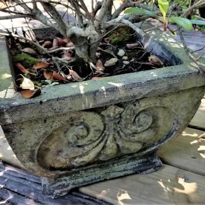 Lot #111  Pair of Vintage Concrete Planters - Heavy!