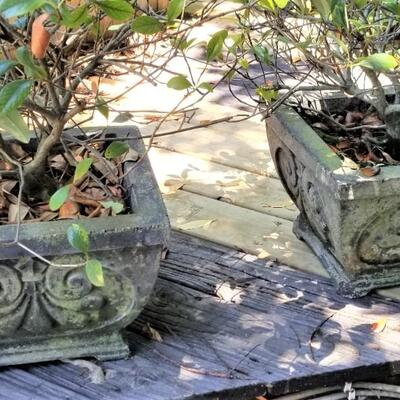 Lot #111  Pair of Vintage Concrete Planters - Heavy!