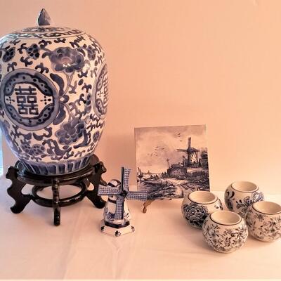 Lot #119  Blue/White Lot of Decorative Items