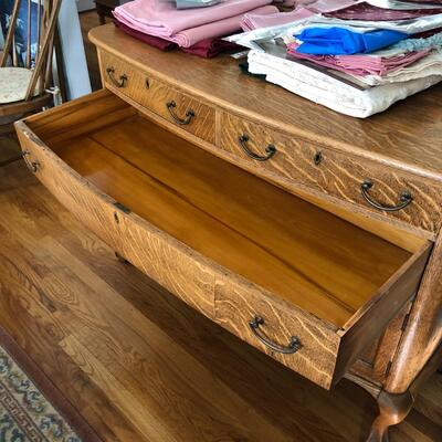 Lot 1 - Antique Oak Buffet with Mirror LOCAL PICK UP ONLY