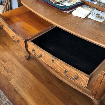 Lot 1 - Antique Oak Buffet with Mirror LOCAL PICK UP ONLY