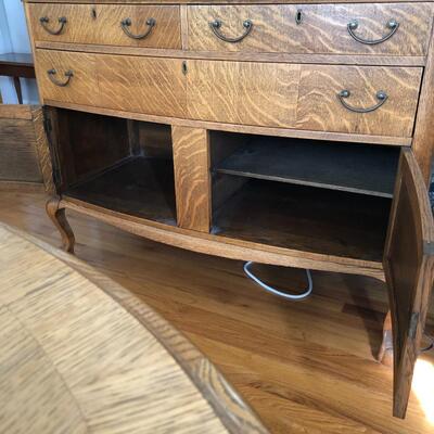 Lot 1 - Antique Oak Buffet with Mirror LOCAL PICK UP ONLY