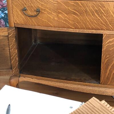 Lot 1 - Antique Oak Buffet with Mirror LOCAL PICK UP ONLY