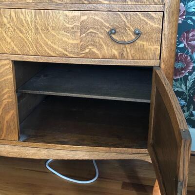 Lot 1 - Antique Oak Buffet with Mirror LOCAL PICK UP ONLY