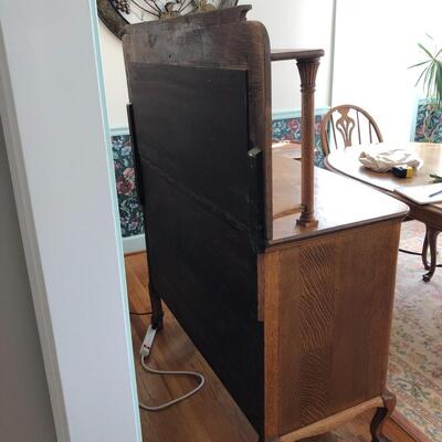Lot 1 - Antique Oak Buffet with Mirror LOCAL PICK UP ONLY