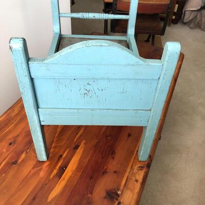 Lot 18 - Antique Blue Doll Bed