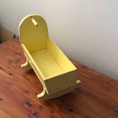 Lot 20 - Antique Yellow Doll Cradle