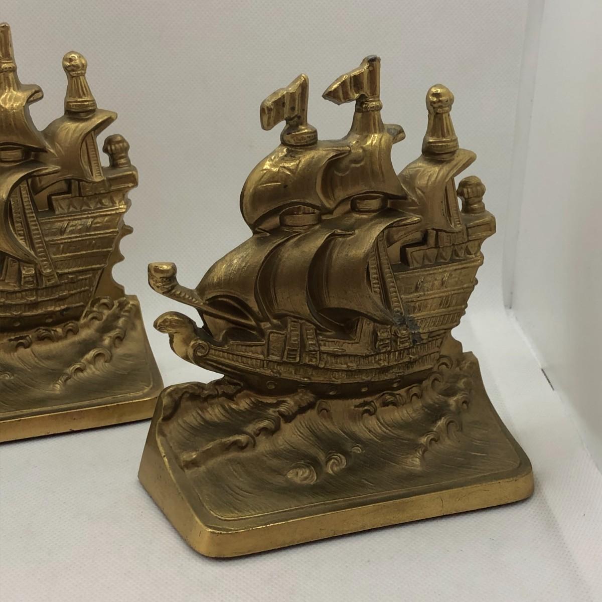 Lot 147 Brass Ship Bookends