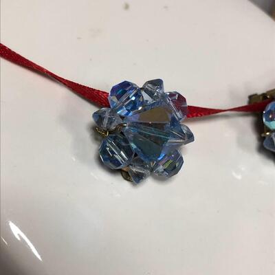 Lot 170 - Blue Glass Bead Choker and Earrings