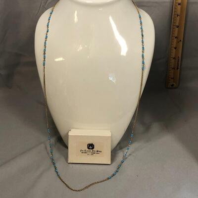 Lot 173 - Long Gold Tone with Blue Beads Necklace