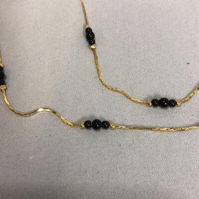 Lot 176 - (2) Gold Tone Necklaces with Black Beads