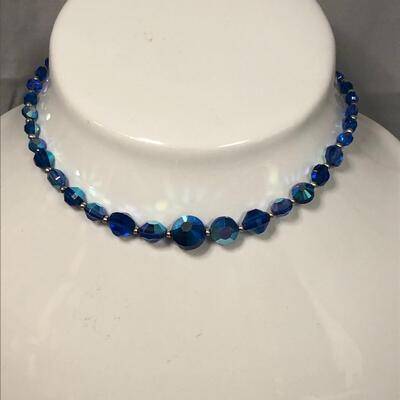 Lot 191 - Blue Bead and Clear Bead Chokers