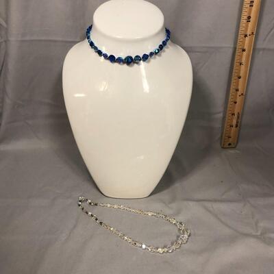 Lot 191 - Blue Bead and Clear Bead Chokers
