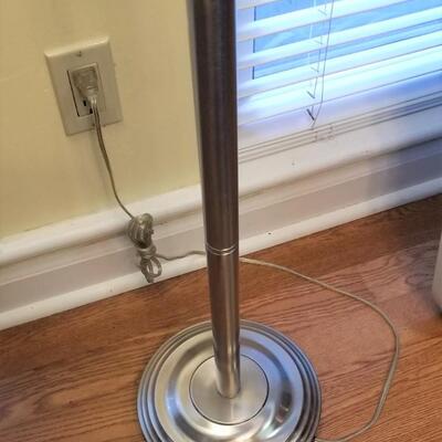 Lot #128  Silvertone Floor Lamp with Cloisonne Finial