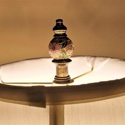 Lot #128  Silvertone Floor Lamp with Cloisonne Finial