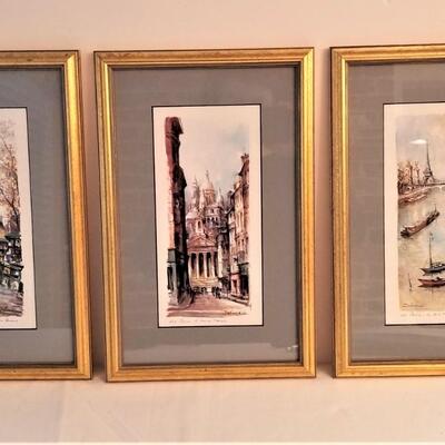 Lot #137  Set of Three Paris Prints in Frame