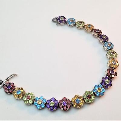 Lot #4 Sterling Silver & semi-precious stone bracelet - floral motif