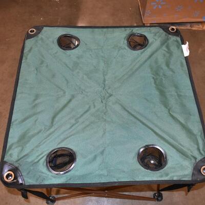 Camp Table, Green, with Cup Holders & Storage Bag