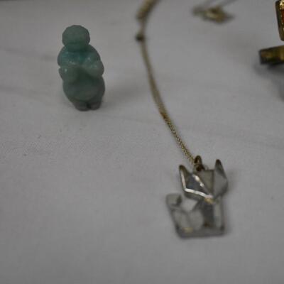 Small Costume Jewelry: Venus of Willendorf, Fox Necklace, Rings, Pins