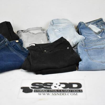 7 Pairs of Jeans, Various Sizes - Used, good condition