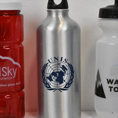 6 Water Bottles: Sinclair, UNIS, Wasatch, Leave No Trace, RedSky, Utah Tourism