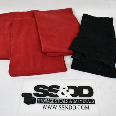 4 Winter Scarves: 3 Red & 1 Black