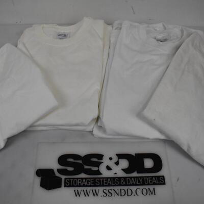 11 Various White T-Shirts: 1 Kids Med, 4 Adult Sm, 7 Adult Med, 1 Adult 2XL