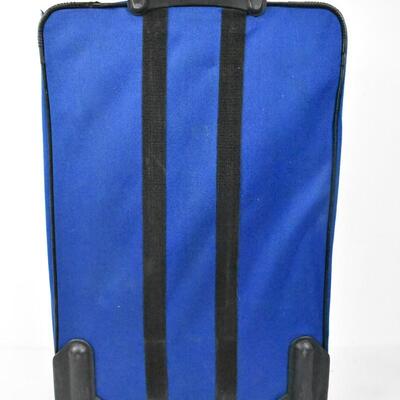 3 pc Blue Luggage by American Tourister: all have wheels & handles, show wear
