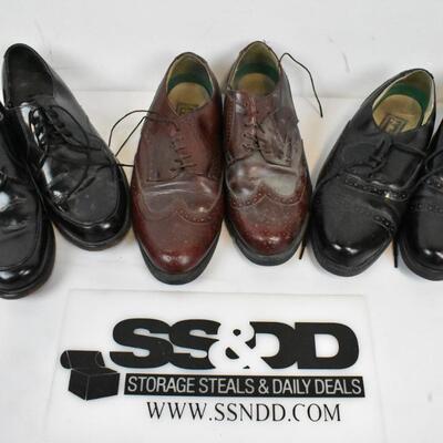 3 pairs of Men's Dress Shoes: Black sz? Maroon sz 7.5, Black 7.5