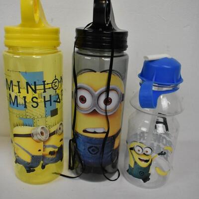 6 Water Bottles Travel Bugs (3 are Minion theme)
