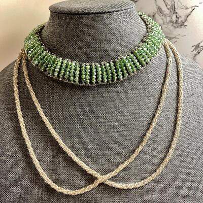 Lot 34  Beaded Crystal Choker & Rope Beaded Necklace