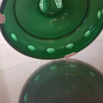 2 Green Glass Vases