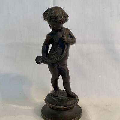 C1095 C. Claude Clodion Bronze Boy With Horn Sculpture 