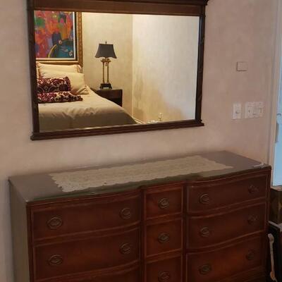 Fancher Furniture Company Mahogany 9 Drawer Cabinet with Mirror 
