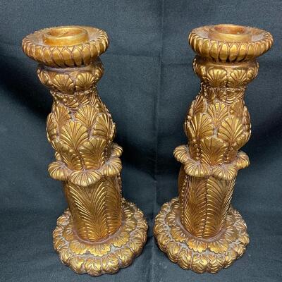 Tall candle stick holders, gold, resin