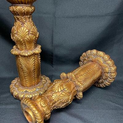 Tall candle stick holders, gold, resin
