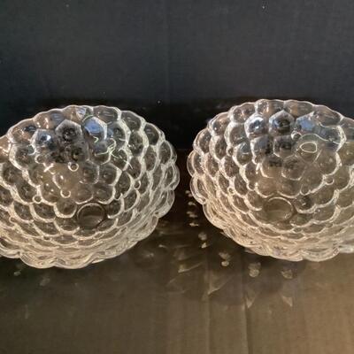 C1101 Pair of Orrefors Crystal Anne Nilsson Raspberry Bubble Bowls