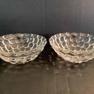 C1101 Pair of Orrefors Crystal Anne Nilsson Raspberry Bubble Bowls