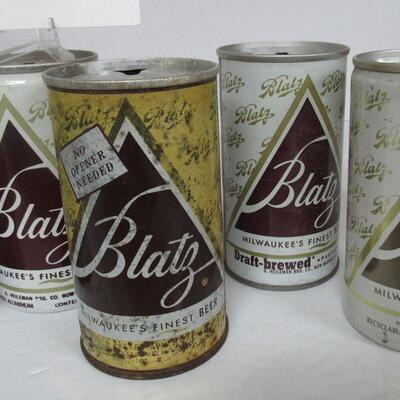 7 Different Blatz Beer Cans None Newer than 30 Years Old.  Read description for more info