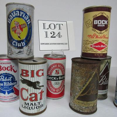 10 Different Beer Cans, Blatz Flat Tops, Big Cat, Bock, Beck, More. Read description for more info.