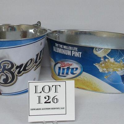 2 Miller Lite Ice Buckets - Brewers and Miller Lite Never Used 